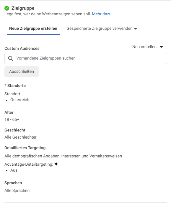 Instagram Zielgruppe erstellen