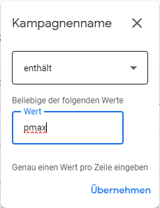 Filter Kampagnenname