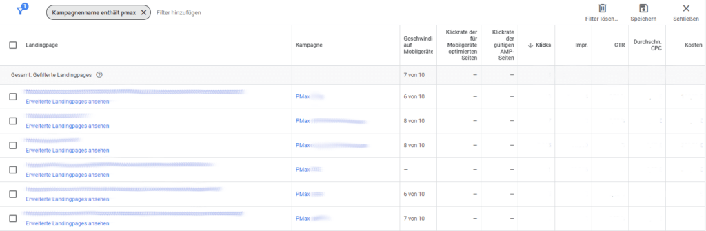 Landingpages Report Beispiel