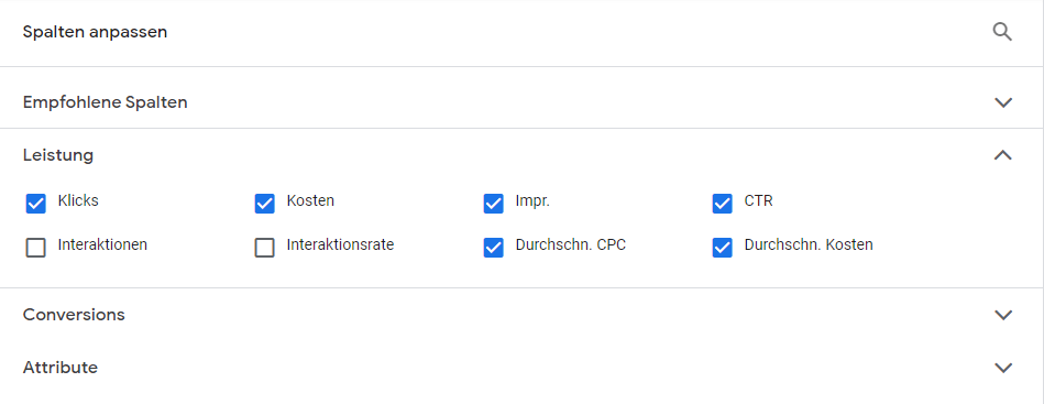 Spalten anpassen