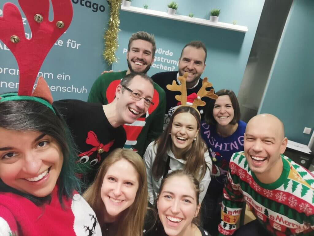 Team otago ugly christmas sweater day