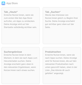 Verschiedene Tabs im App Store