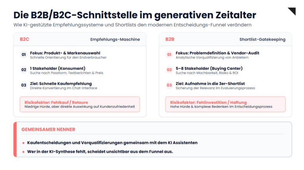 Graphische Darsetellung der B2B/B2C-Schnittstelle im generativen Zeitalter